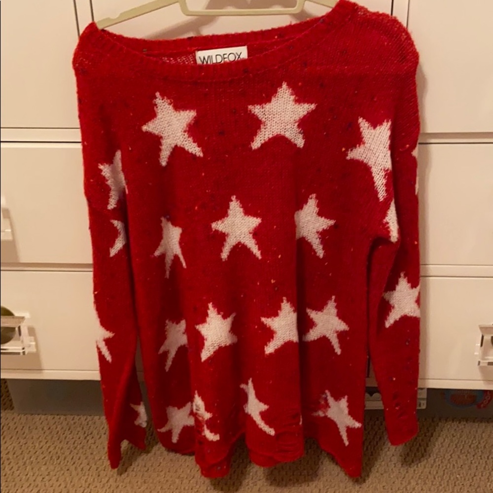 WILDFOX DISTRESSED STAR SWEATER